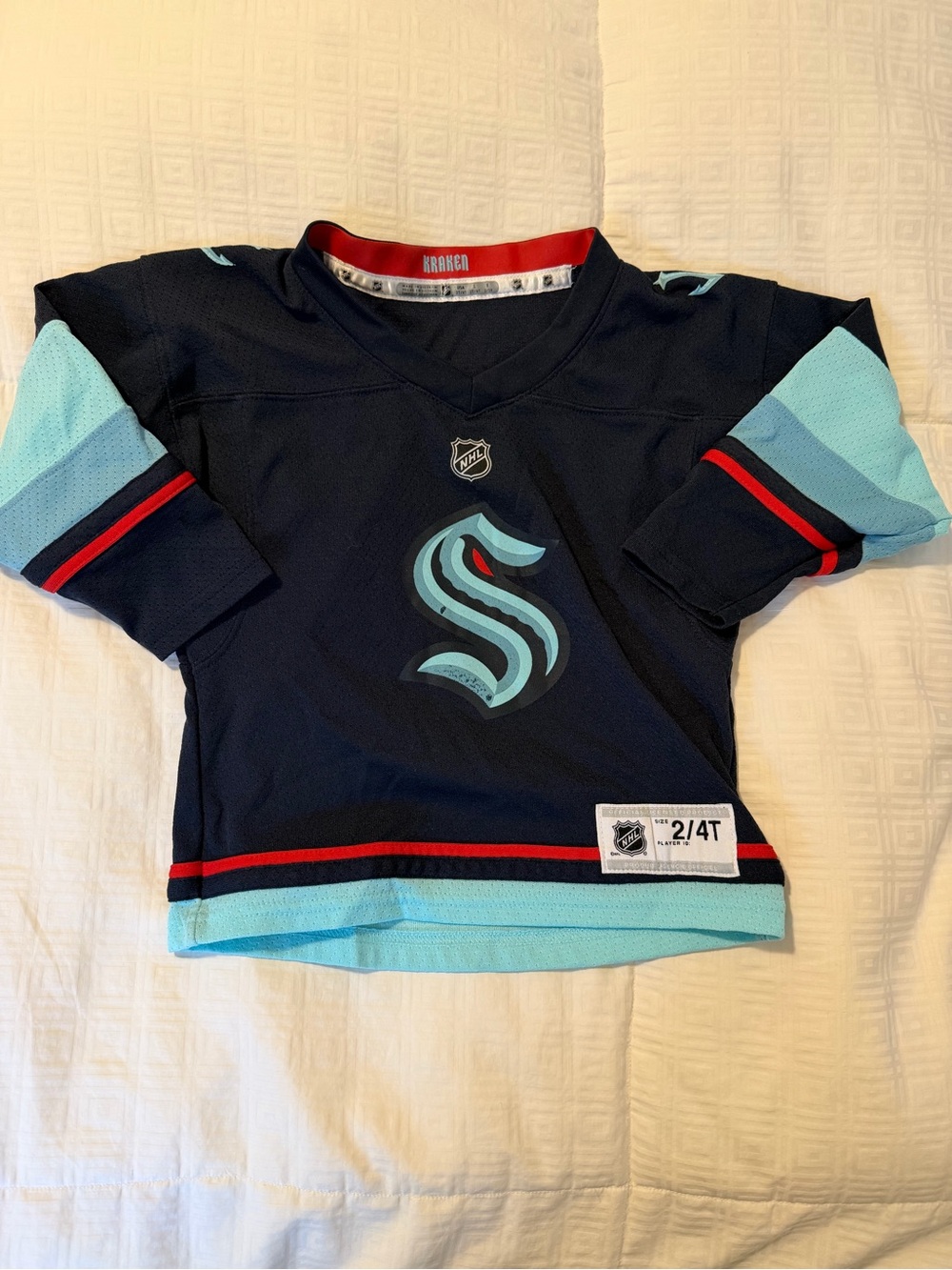 NHL Seattle Kraken Toddler Jersey - Navy, Ice Blue & Red